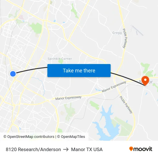 8120 Research/Anderson to Manor TX USA map
