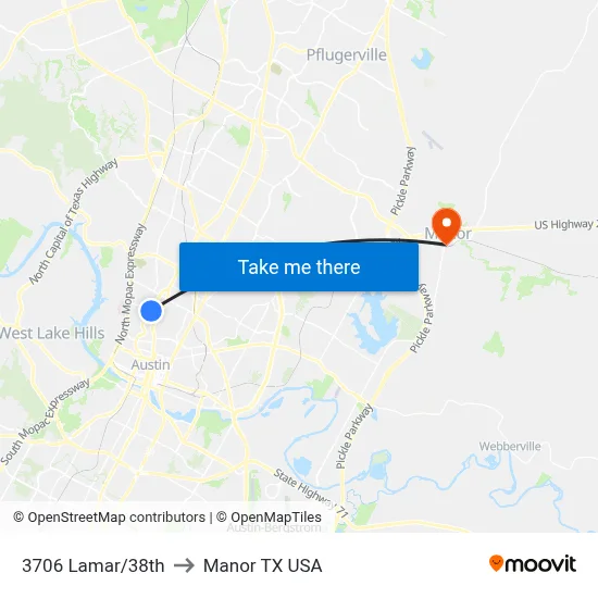 3706 Lamar/38th to Manor TX USA map