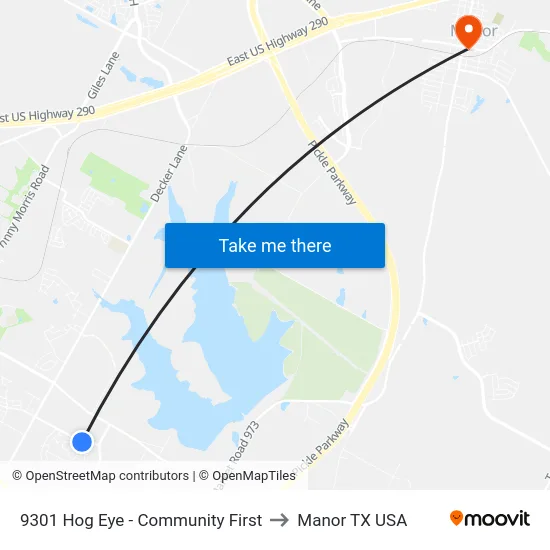 9301 Hog Eye - Community First to Manor TX USA map