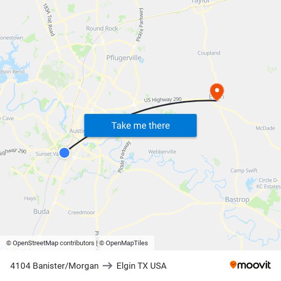 4104 Banister/Morgan to Elgin TX USA map