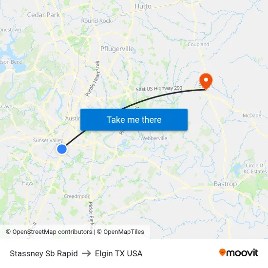 Stassney Sb Rapid to Elgin TX USA map