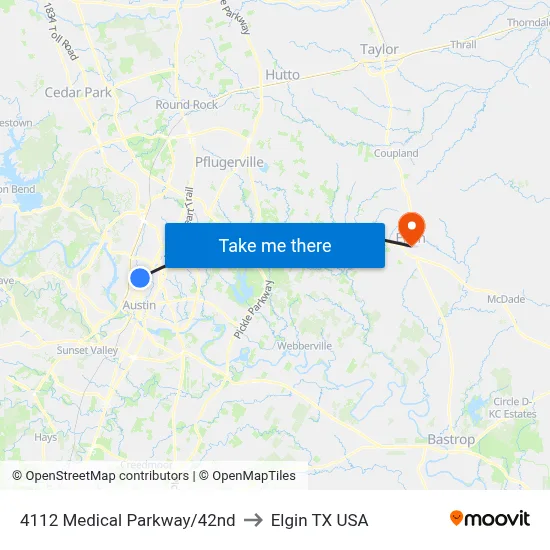 4112 Medical Parkway/42nd to Elgin TX USA map