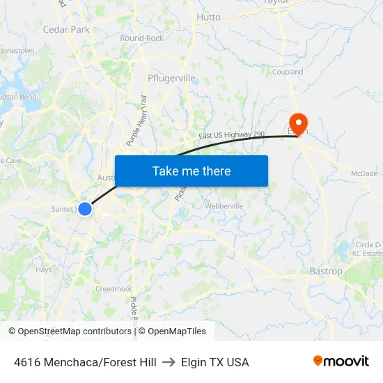4616 Menchaca/Forest Hill to Elgin TX USA map
