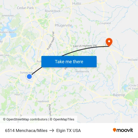 6514 Menchaca/Miles to Elgin TX USA map