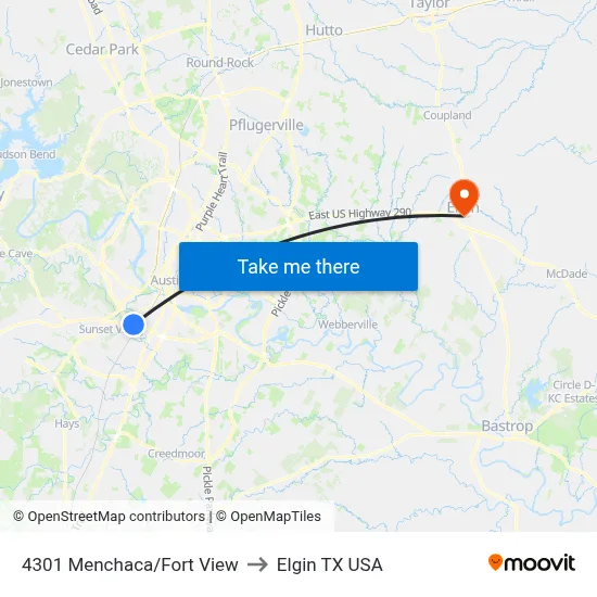 4301 Menchaca/Fort View to Elgin TX USA map