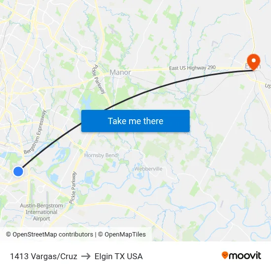 1413 Vargas/Cruz to Elgin TX USA map