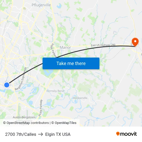 2700 7th/Calles to Elgin TX USA map