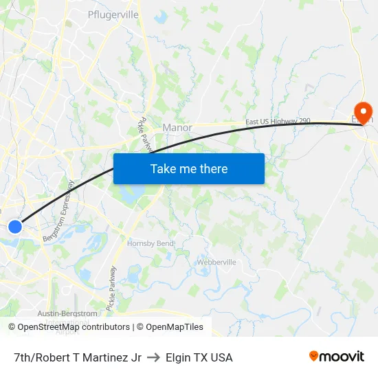 7th/Robert T Martinez Jr to Elgin TX USA map