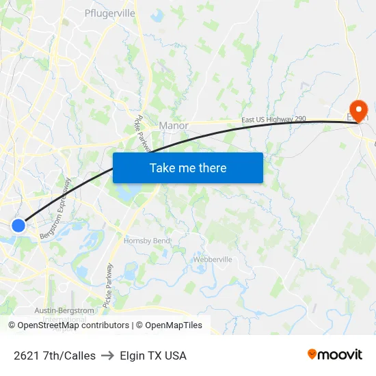 2621 7th/Calles to Elgin TX USA map