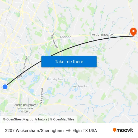 2207 Wickersham/Sheringham to Elgin TX USA map