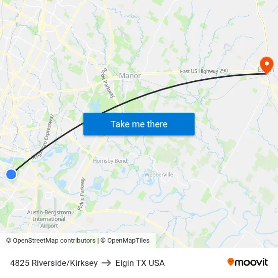 4825 Riverside/Kirksey to Elgin TX USA map