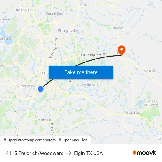 4115 Freidrich/Woodward to Elgin TX USA map
