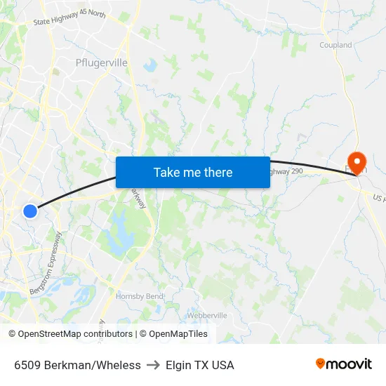 6509 Berkman/Wheless to Elgin TX USA map