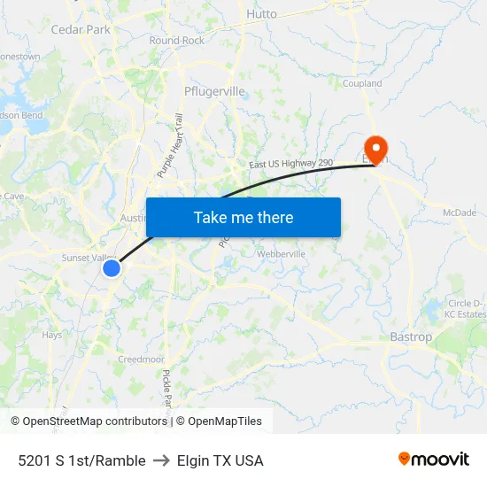 5201 S 1st/Ramble to Elgin TX USA map