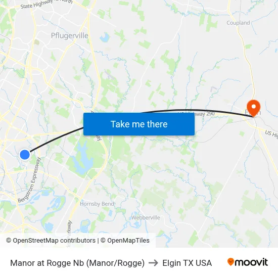 Manor at Rogge Nb (Manor/Rogge) to Elgin TX USA map