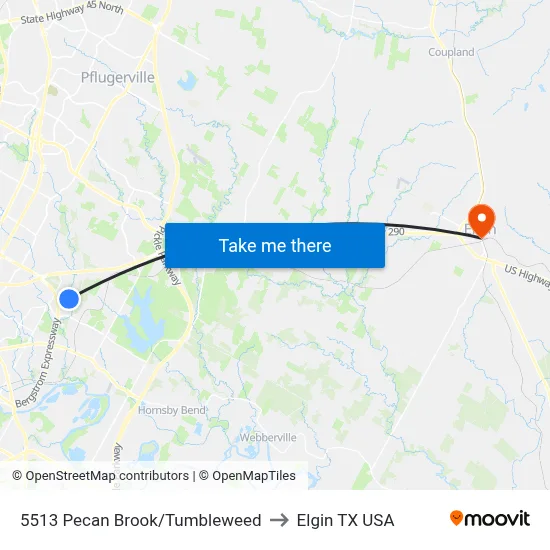 5513 Pecan Brook/Tumbleweed to Elgin TX USA map