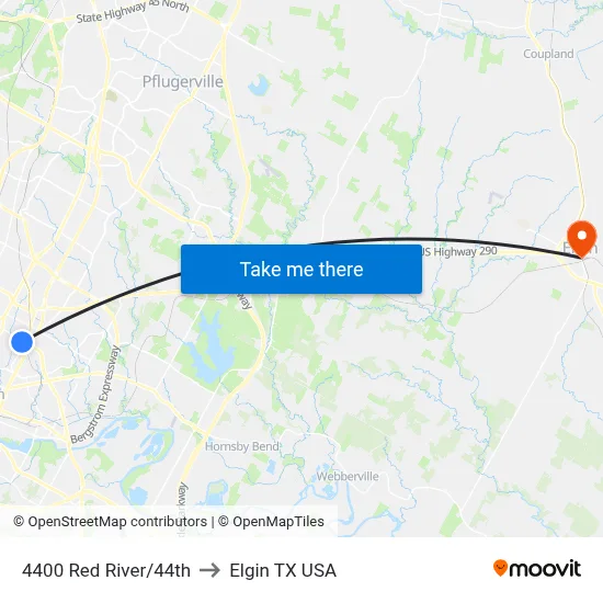 4400 Red River/44th to Elgin TX USA map