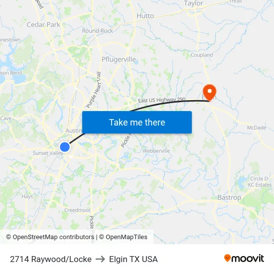 2714 Raywood/Locke to Elgin TX USA map