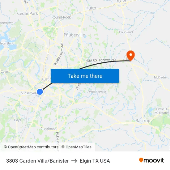 3803 Garden Villa/Banister to Elgin TX USA map