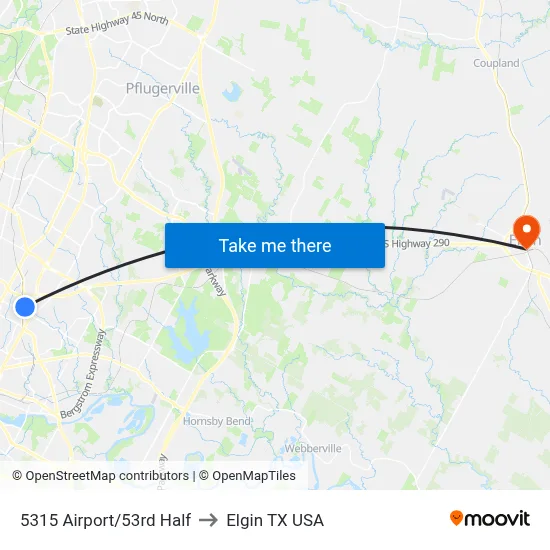 5315 Airport/53rd Half to Elgin TX USA map