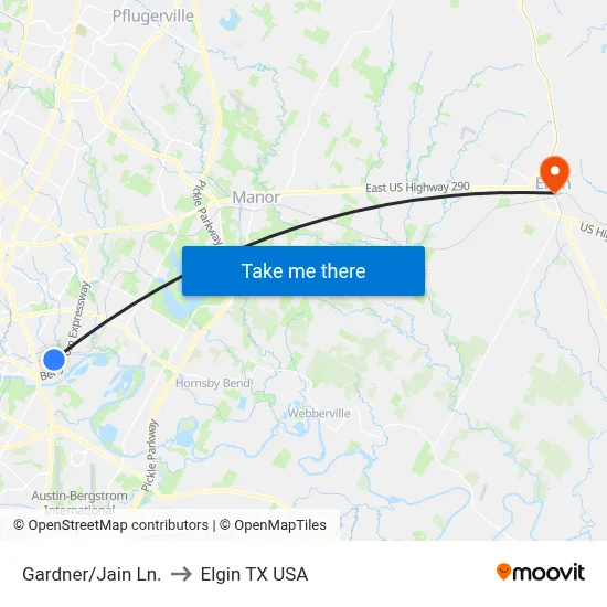 Gardner/Jain Ln. to Elgin TX USA map