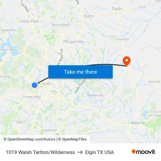 1019 Walsh Tarlton/Wilderness to Elgin TX USA map