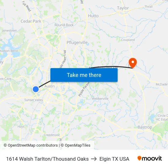 1614 Walsh Tarlton/Thousand Oaks to Elgin TX USA map