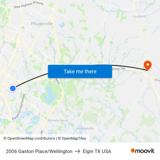 2006 Gaston Place/Wellington to Elgin TX USA map
