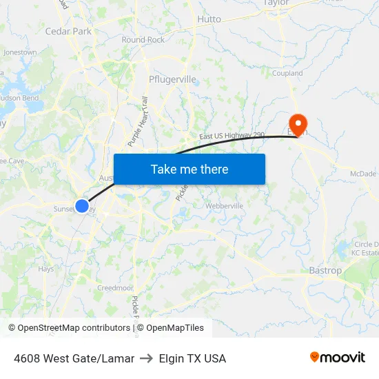 4608 West Gate/Lamar to Elgin TX USA map