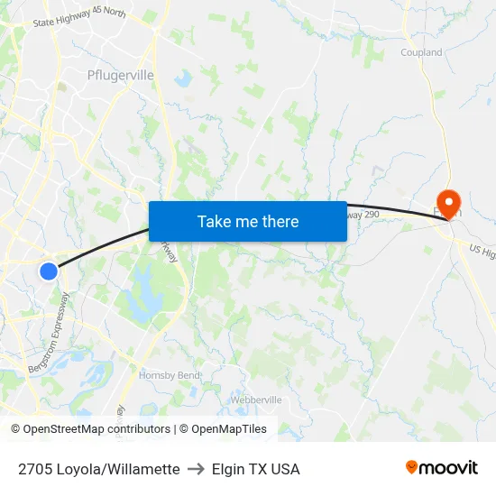 2705 Loyola/Willamette to Elgin TX USA map