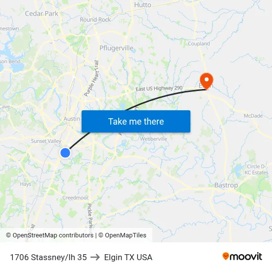 1706 Stassney/Ih 35 to Elgin TX USA map