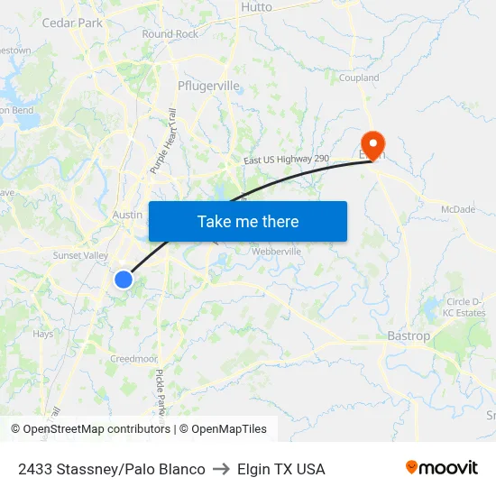 2433 Stassney/Palo Blanco to Elgin TX USA map