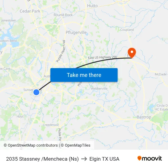 2035 Stassney /Mencheca (Ns) to Elgin TX USA map