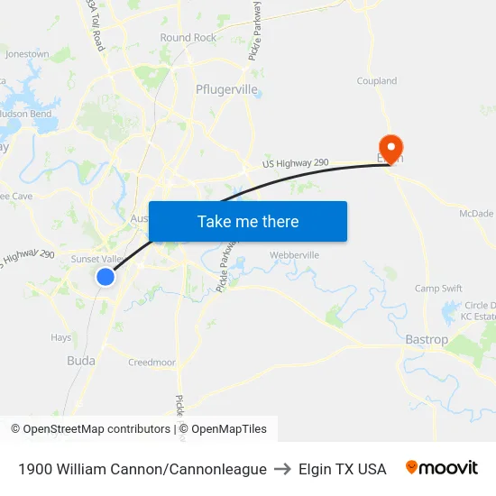 1900 William Cannon/Cannonleague to Elgin TX USA map