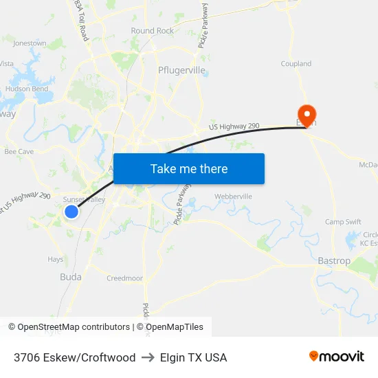 3706 Eskew/Croftwood to Elgin TX USA map