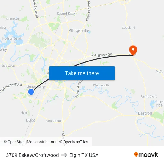 3709 Eskew/Croftwood to Elgin TX USA map