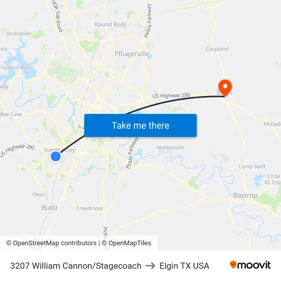 3207 William Cannon/Stagecoach to Elgin TX USA map