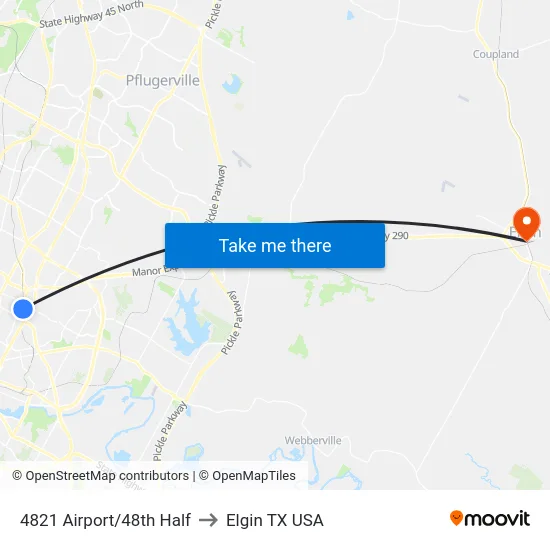 4821 Airport/48th Half to Elgin TX USA map