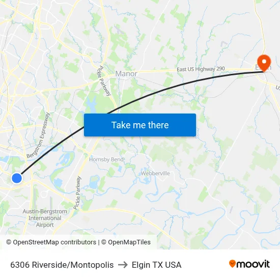 6306 Riverside/Montopolis to Elgin TX USA map