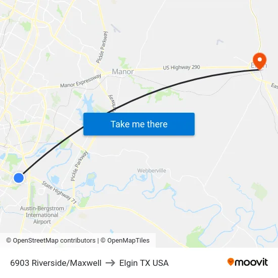 6903 Riverside/Maxwell to Elgin TX USA map