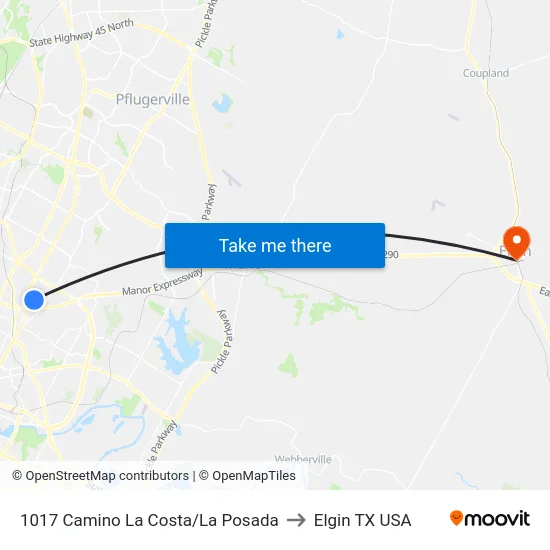 1017 Camino La Costa/La Posada to Elgin TX USA map