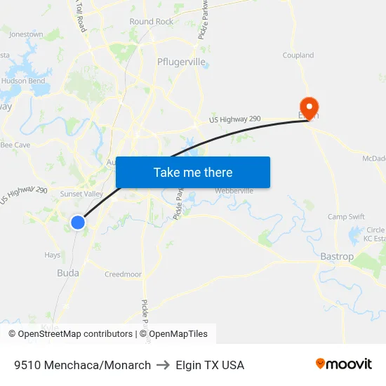 9510 Menchaca/Monarch to Elgin TX USA map