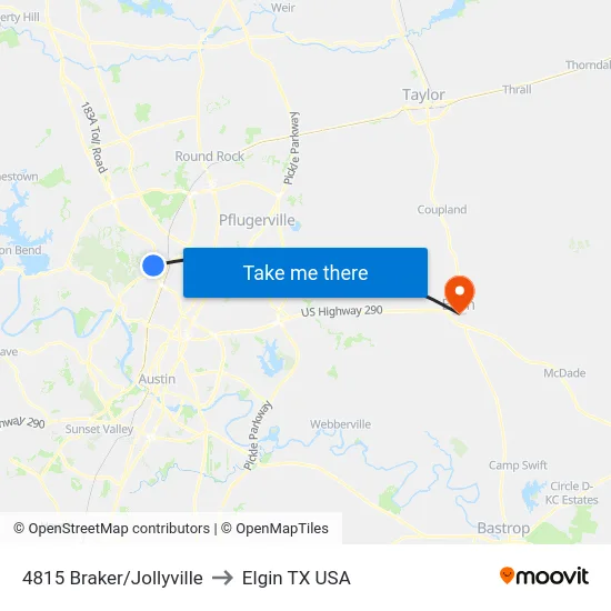 4815 Braker/Jollyville to Elgin TX USA map