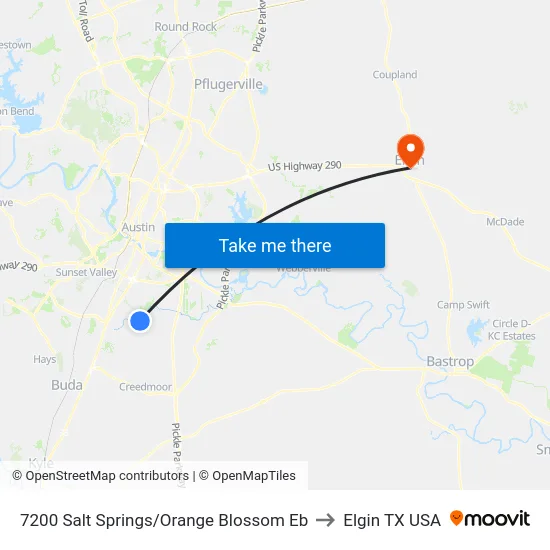 7200 Salt Springs/Orange Blossom Eb to Elgin TX USA map
