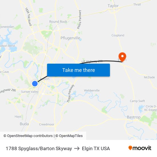 1788 Spyglass/Barton Skyway to Elgin TX USA map