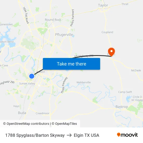 1788 Spyglass/Barton Skyway to Elgin TX USA map