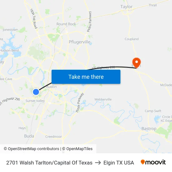 2701 Walsh Tarlton/Capital Of Texas to Elgin TX USA map