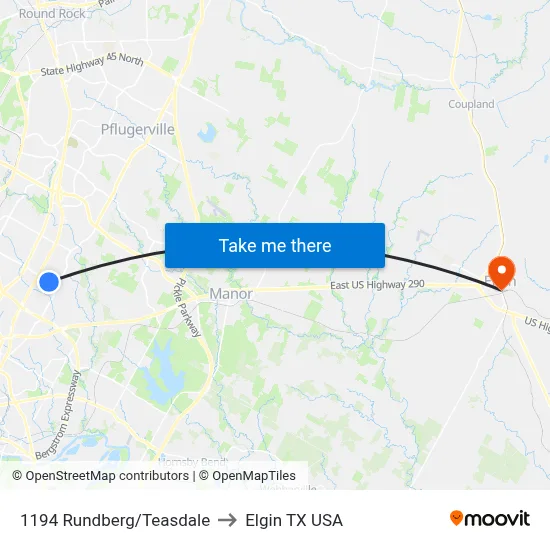 1194 Rundberg/Teasdale to Elgin TX USA map