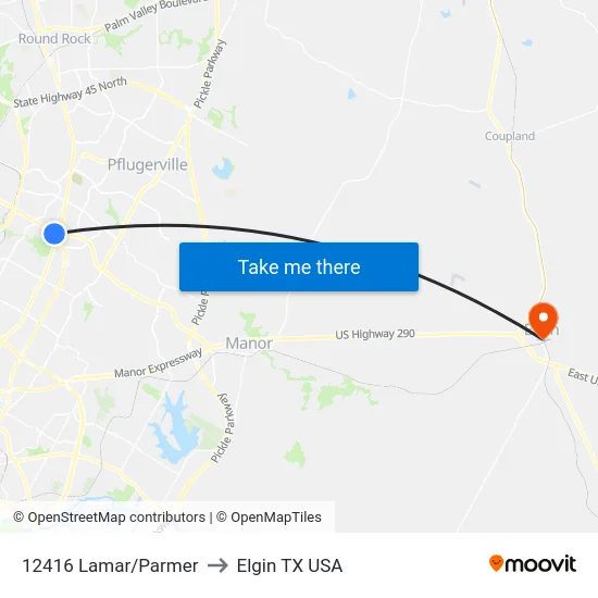 12416 Lamar/Parmer to Elgin TX USA map