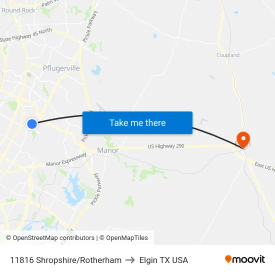 11816 Shropshire/Rotherham to Elgin TX USA map